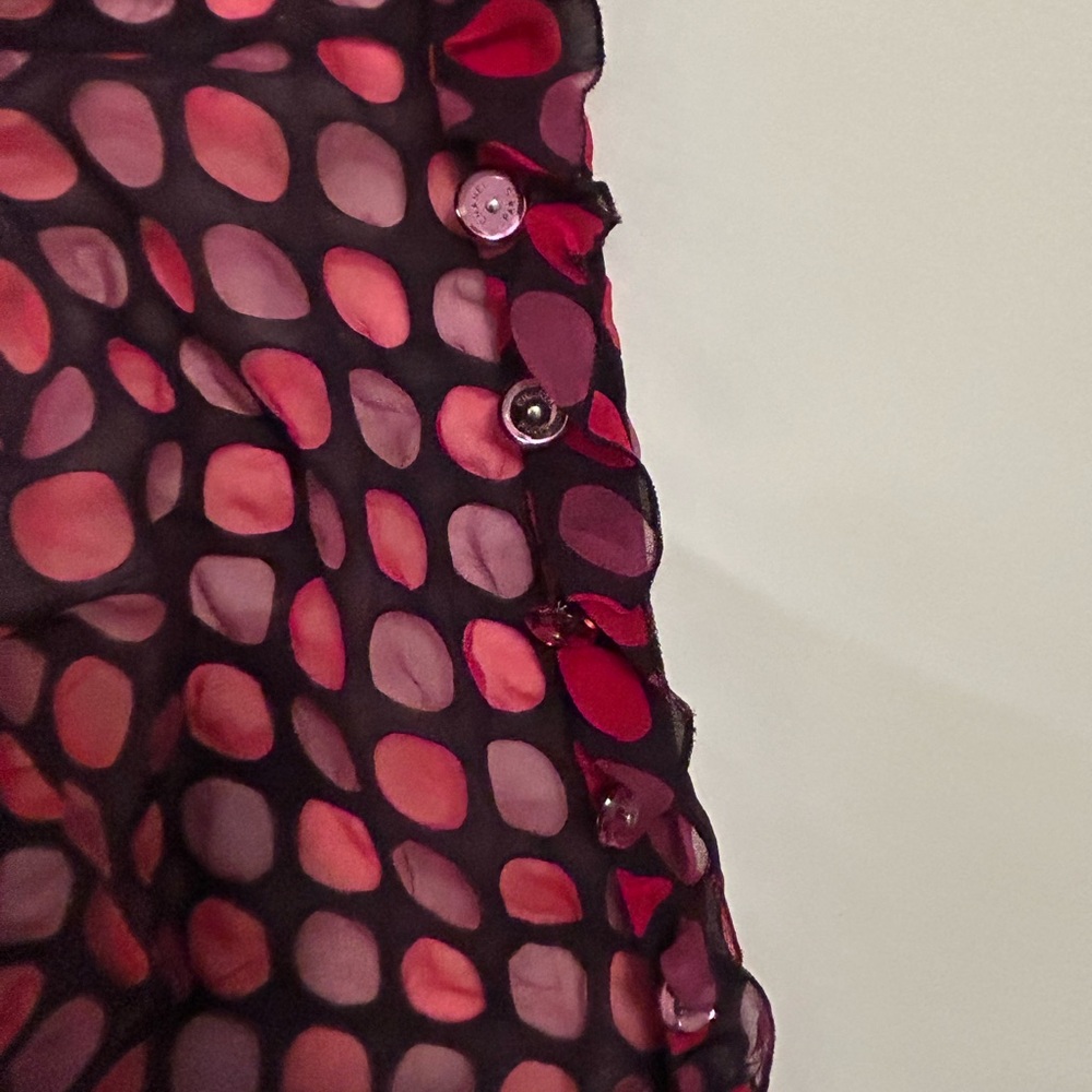 CHANEL Sheer Purple and Pink Polka Dot Silk blouse - Picture 9 of 12